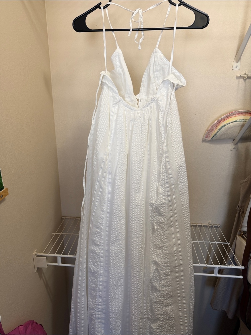 aerie White Maxi Dress with Textured Dot Detail - Picture 4 of 4